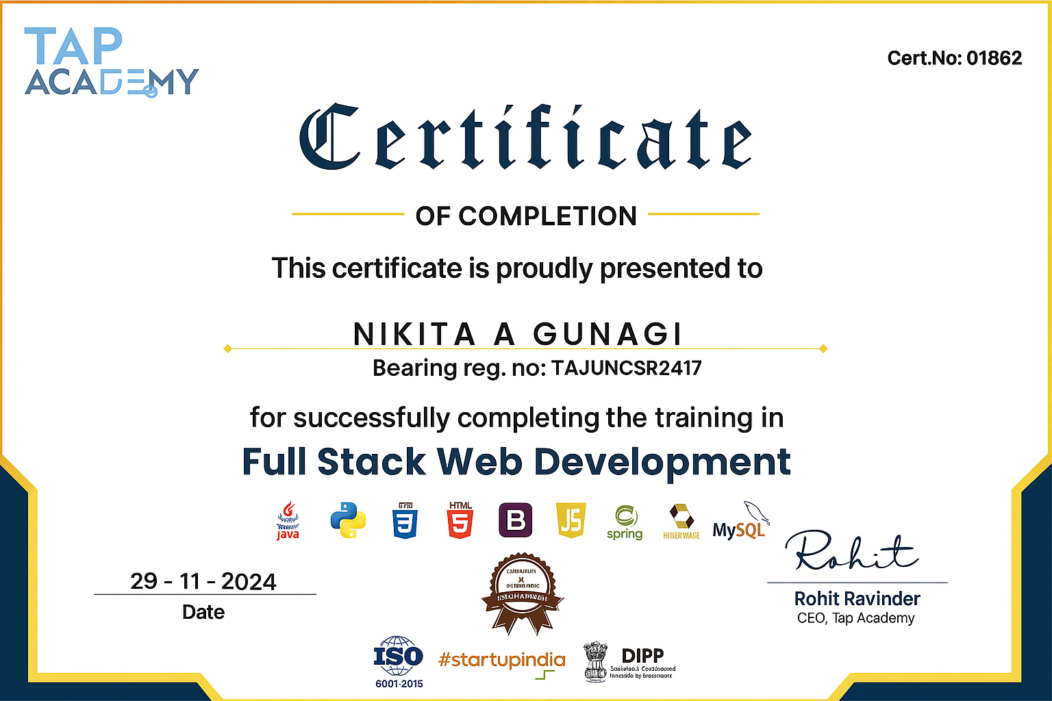 Certificate 1